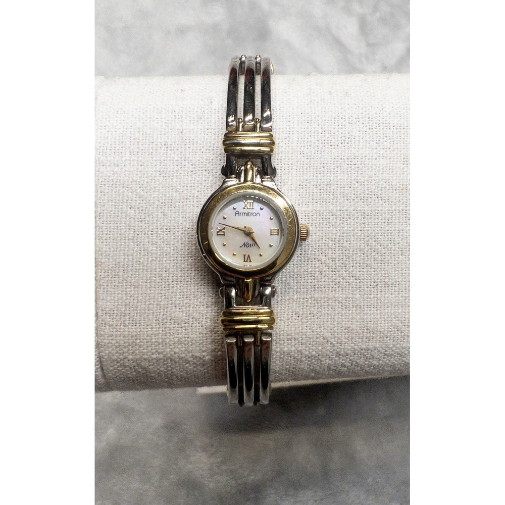 Armitron Womens Mother Of Pearl Dial Two Tone 18mm Watch New Battery
